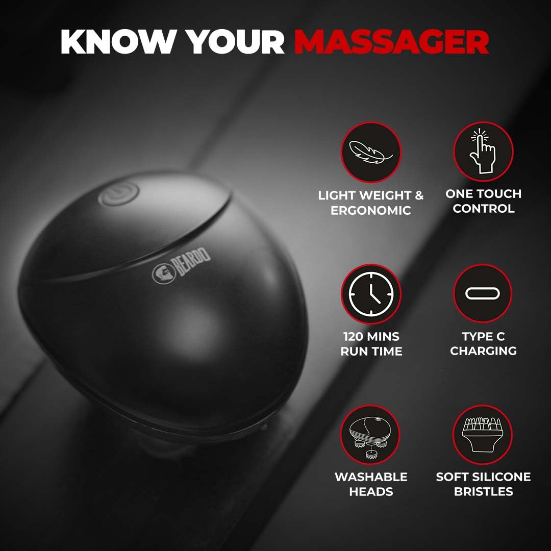 Beardo Stress Buster Electric Scalp Massager | Hair & Head Massager For Scalp with 3 Speed Modes | 120 mins Runtime