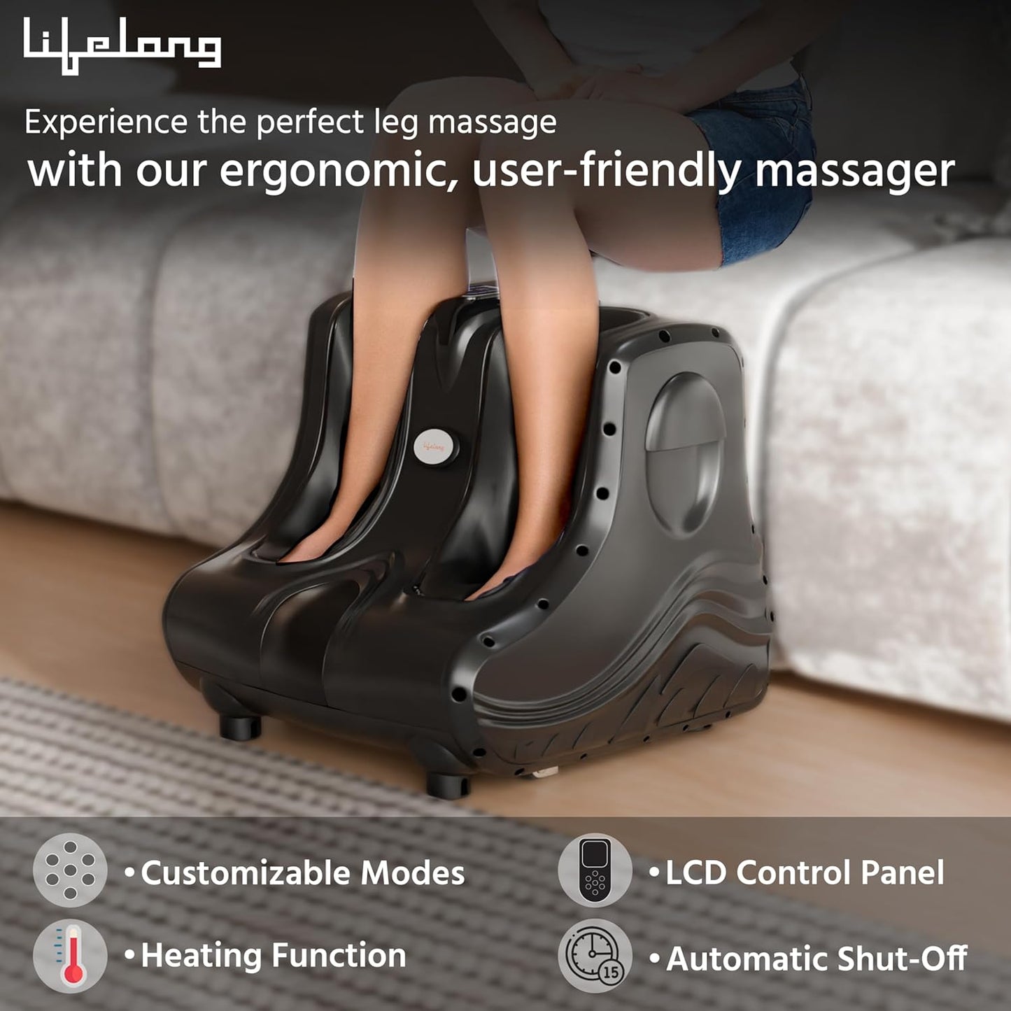 Lifelong Foot Massager Machine for Pain Relief | Electric Foot Massager with Digital Display