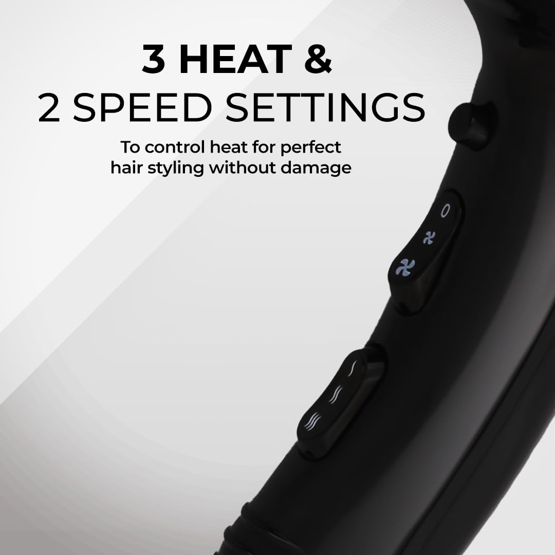 Wahl 05439-1024 Super Dry 1800 Watts Professional Styling Hair Dryer with Tourmaline Technology, Black, 3 Heat Settings 2 Speed Settings