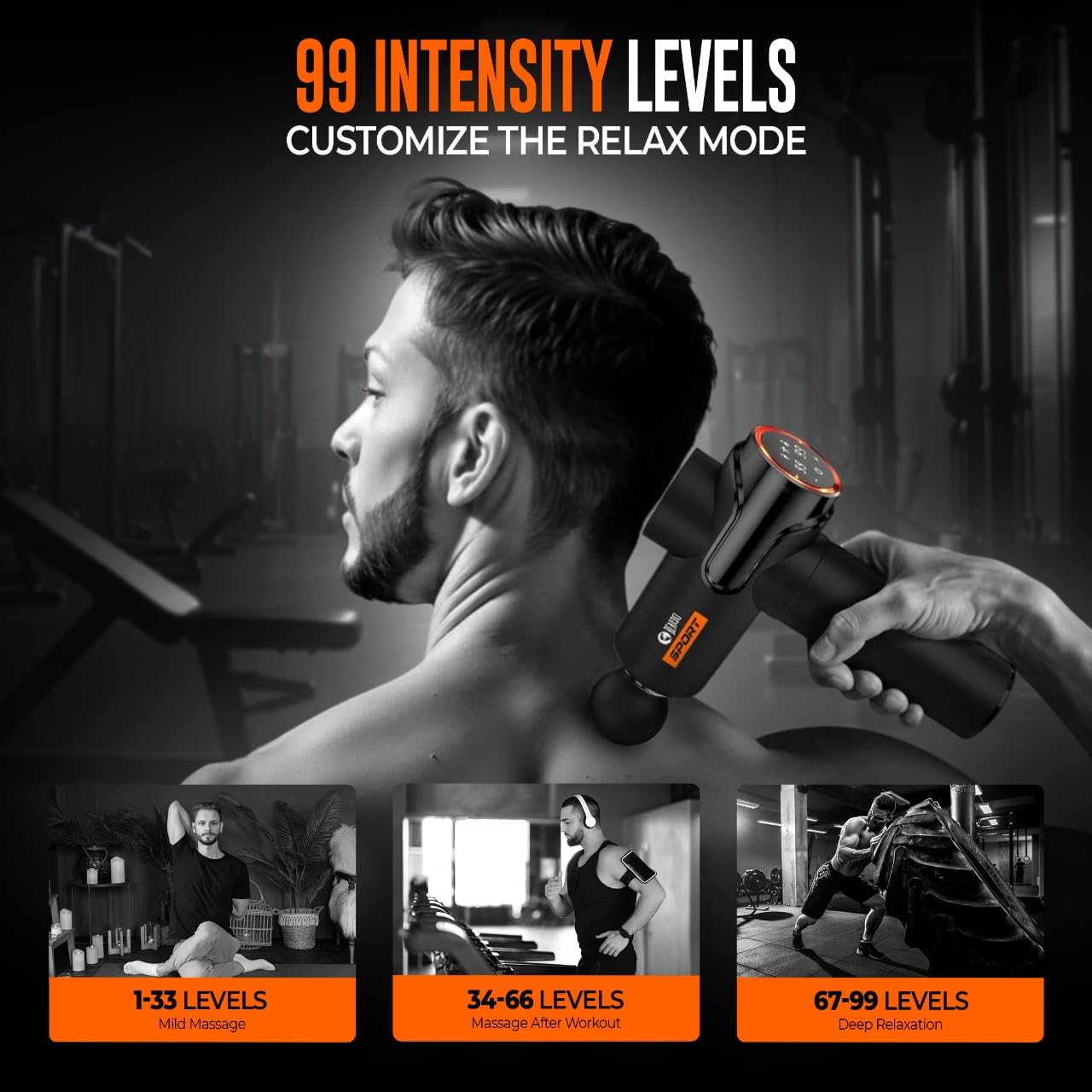 Beardo Deep Tissue Massage Gun | Sports Massager | Full Body Massager Machine for Pain Relief