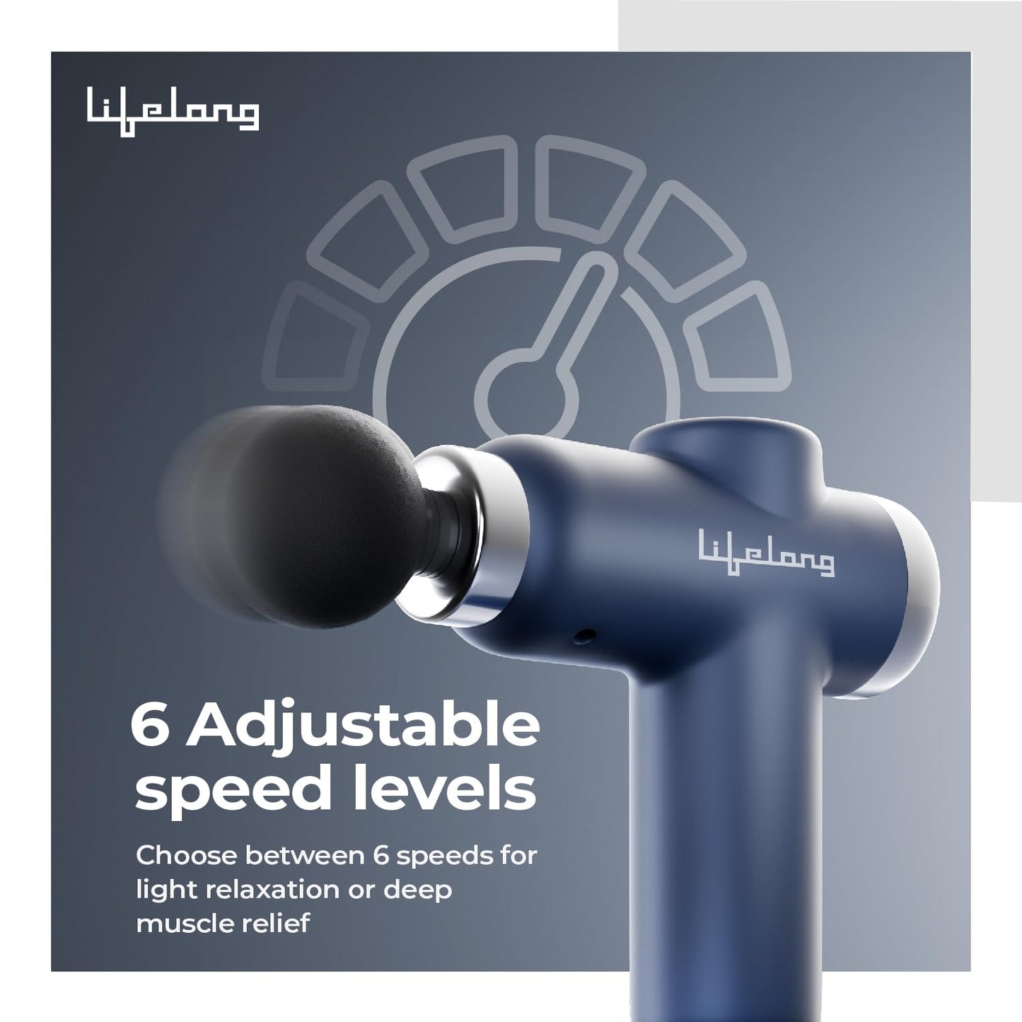 Lifelong Gun Massager for Pain Relief – 8 Massage Heads, 6 Speed Modes