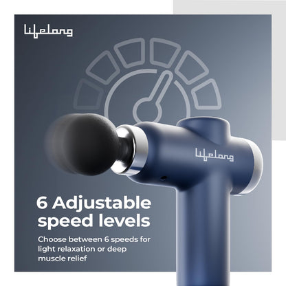 Lifelong Gun Massager for Pain Relief – 8 Massage Heads, 6 Speed Modes