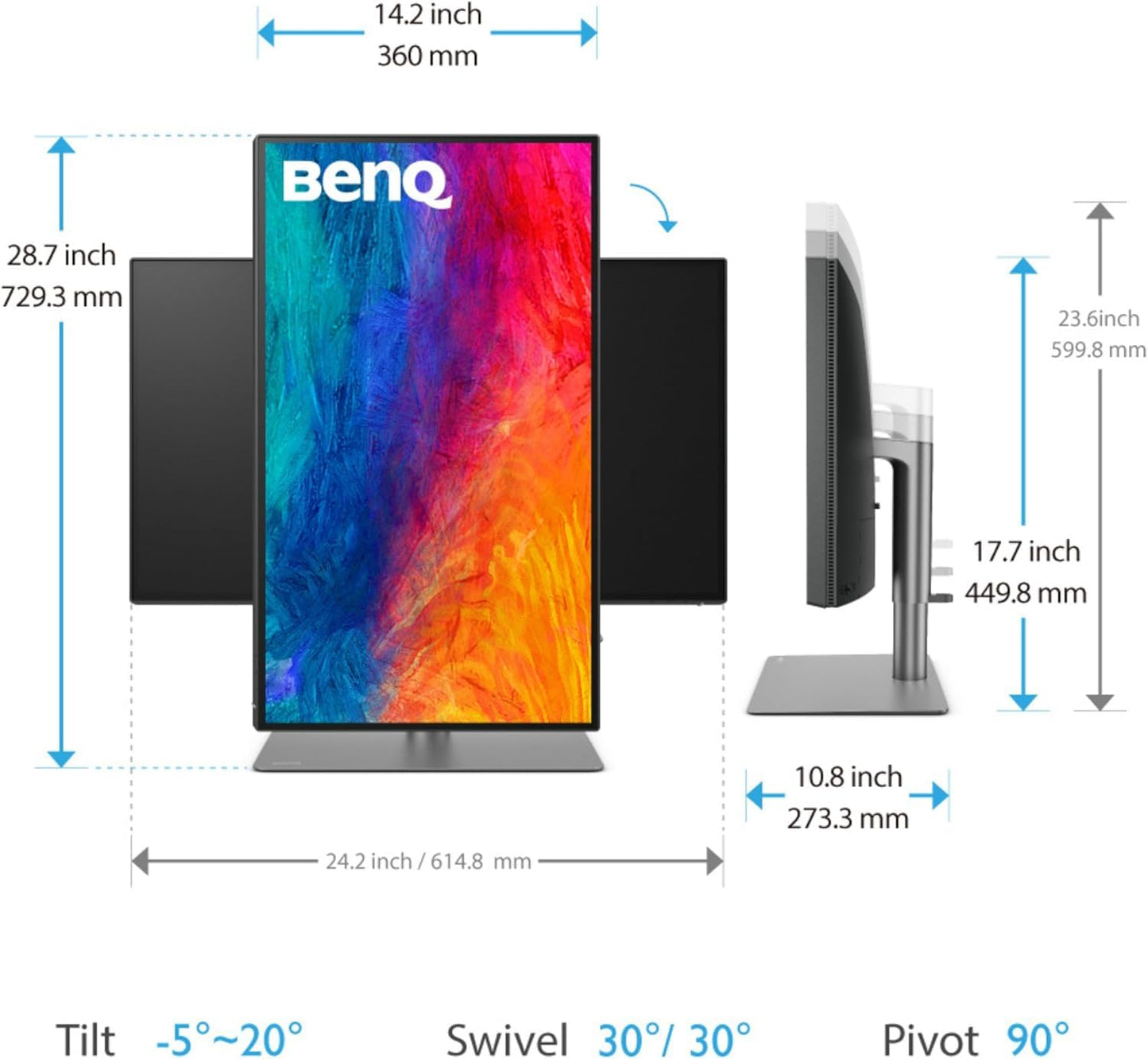 BenQ PD2725U 27 "(69 cm) IPS 3840x2160 4K HDR10 60Hz Monitor for Mac| 95% P3| 100% sRGB&Rec709|Thunderbolt 3|AQCOLOR Tech.|Factory-Calibrated|Hotkey Puck G2|ICCsync| KVM|PIP/PBP|USB Hub|HDMI|DP(Black)