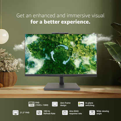 acer B227Q D 21.5 Inch IPS Full HD Backlit LED LCD Monitor I Adjustable Webcam, MIC Support