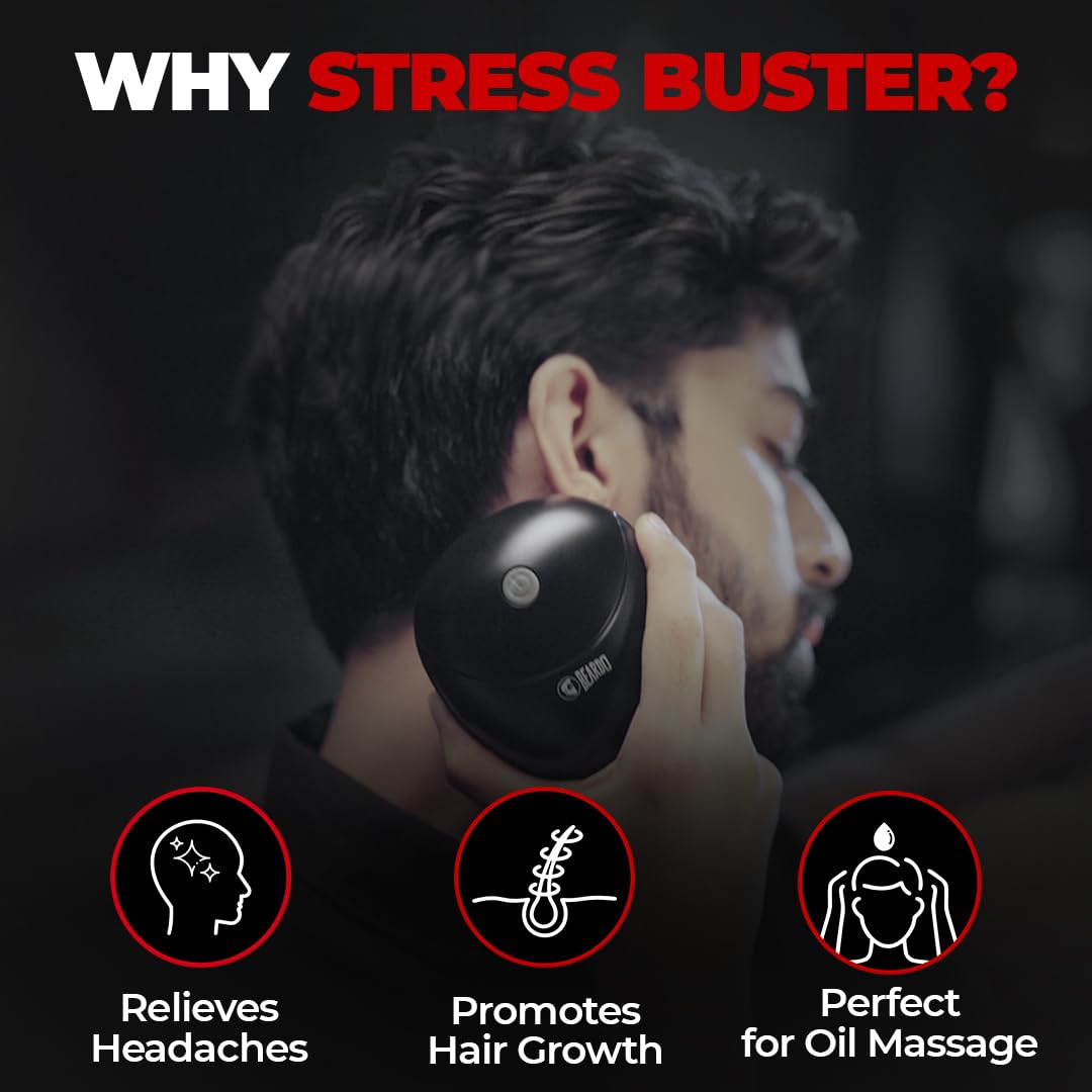 Beardo Stress Buster Electric Scalp Massager | Hair & Head Massager For Scalp with 3 Speed Modes | 120 mins Runtime