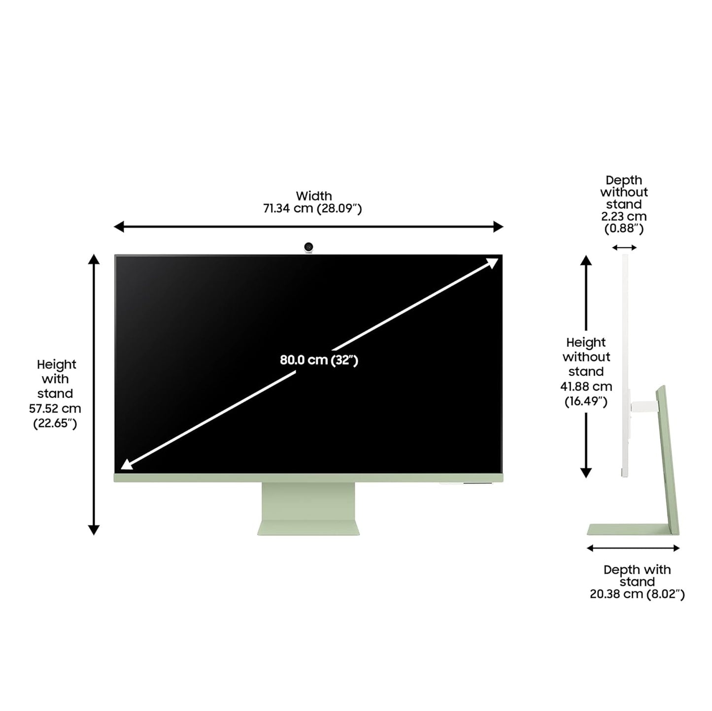 Samsung 32-inch(80cm) M8 4K UHD Smart Monitor, Wireless Webcam, Type-C, Smart TV apps, TV Plus, Office 365, Dex, Apple Airplay, BT, IOT, Remote (LS32BM80GUWXXL, Green)