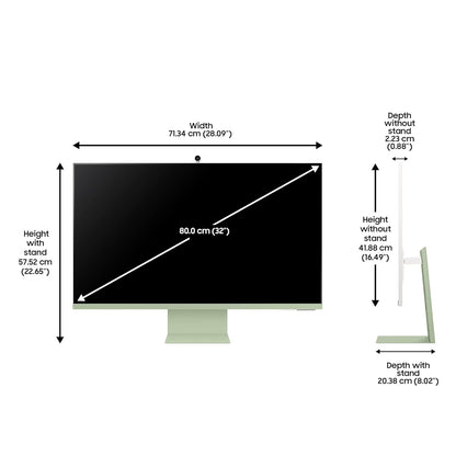 Samsung 32-inch(80cm) M8 4K UHD Smart Monitor, Wireless Webcam, Type-C, Smart TV apps, TV Plus, Office 365, Dex, Apple Airplay, BT, IOT, Remote (LS32BM80GUWXXL, Green)
