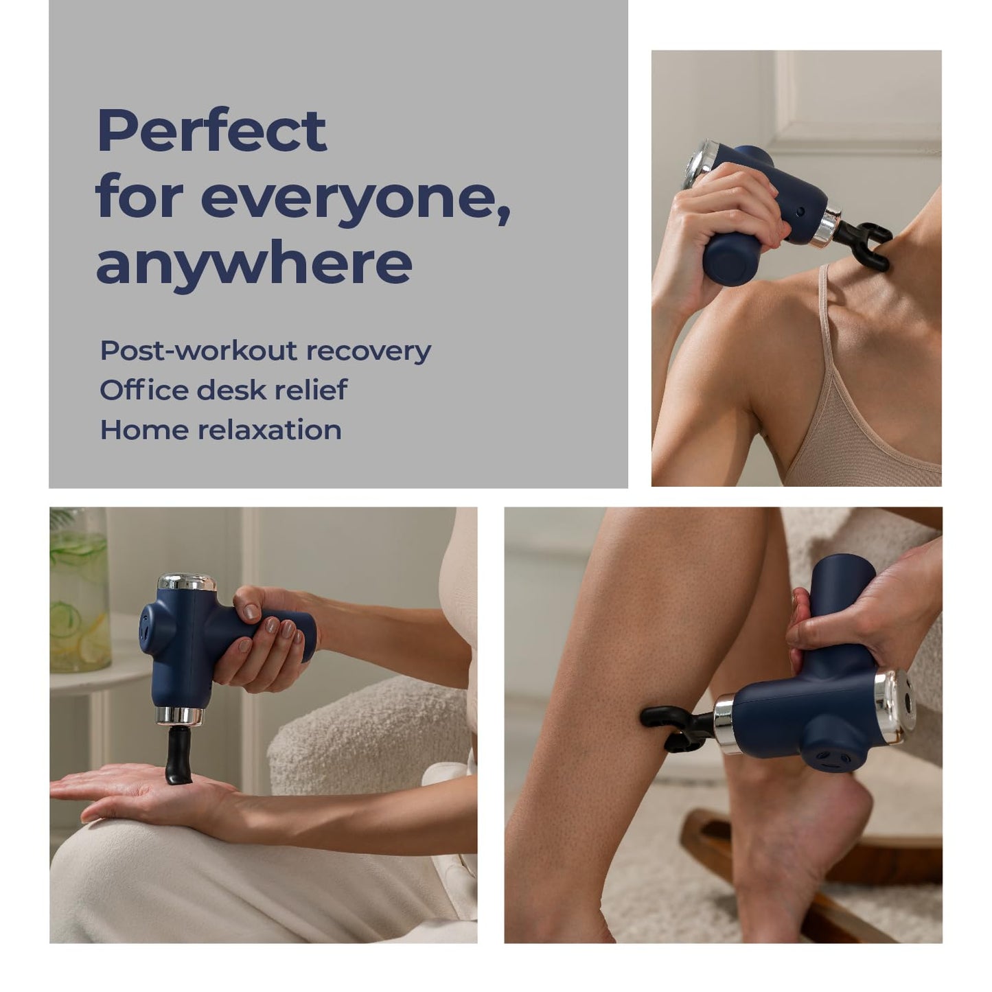 Lifelong Gun Massager for Pain Relief – 8 Massage Heads, 6 Speed Modes