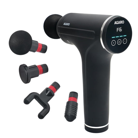 AGARO Galaxy Gun Massager 4000mah, 4 Heads, 6 Speed, Rechargeable, Handheld