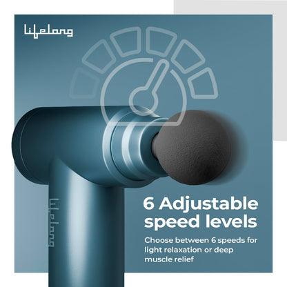 Lifelong Gun Massager For Pain Relief – 8 Massage Heads, 6 Speed Modes