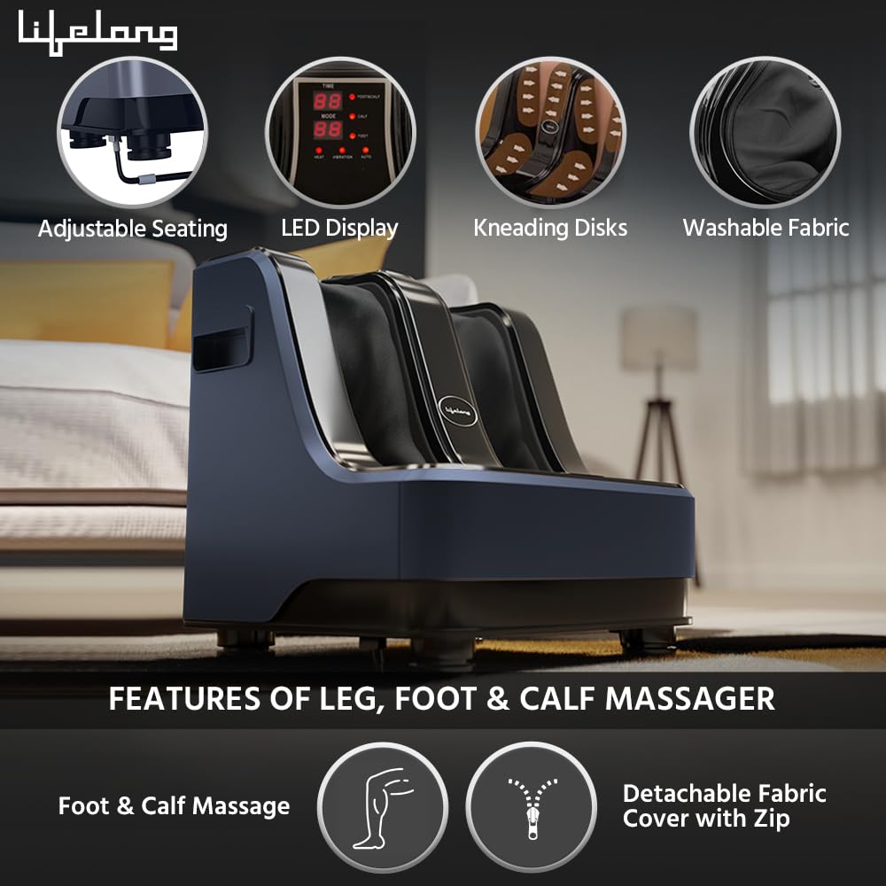 Lifelong Calf, Foot and Leg Massager Machine for Home - Pain Relief Massage for Legs