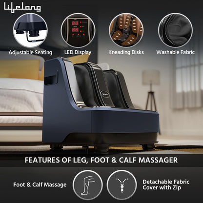 Lifelong Calf, Foot and Leg Massager Machine for Home - Pain Relief Massage for Legs