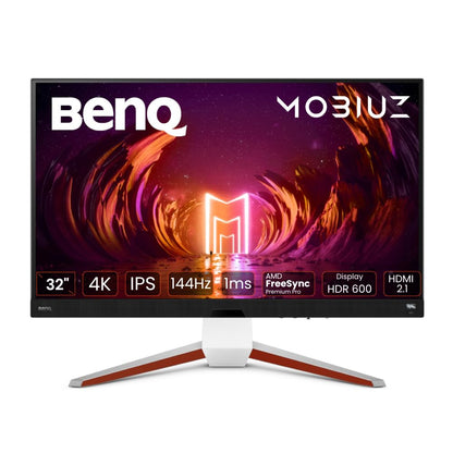 BenQ MOBIUZ EX3210U 32" 4K UHD IPS Gaming Monitor| 144Hz| 1ms MPRT| PS5 Compatible| FreeSync Premium Pro| HDMI 2.1| 98% DCI-P3| VESA DisplayHDR600|DP|USB Hub| Remote (White)