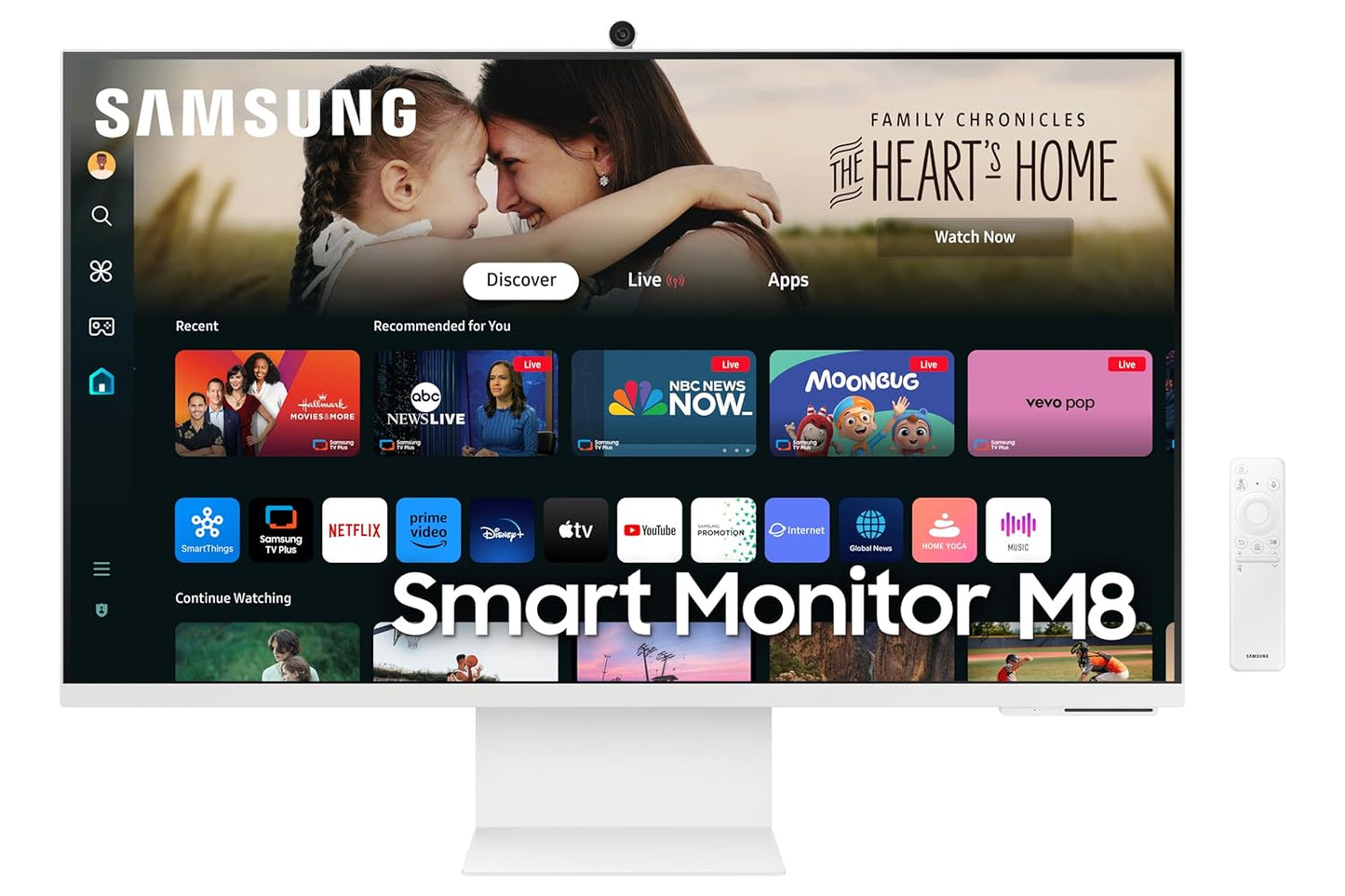 Samsung 32" (80cm) M8 4K Smart Monitor with Slim Fit Camera|UHD 3840x2160|Type-C 65W|4K AI Upscaling|OTT Apps|Office 365|Solar Remote|Wi-Fi|Bluetooth|HAS Pivot Stand|LS32DM801UWXXL|White