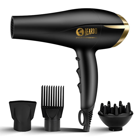 BEARDO Studio Professional Tornado Hair Dryer With 2000 Watts Power|Ac Motor, Concentrator, Diffuser, 2 Speeds, 3 Temperature Settings & Cool Shot Feature