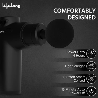 Lifelong LLGM109 Percussion Massage Gun for Pain Relief, Deep Tissue, 6 Speeds & 7 Massage Heads