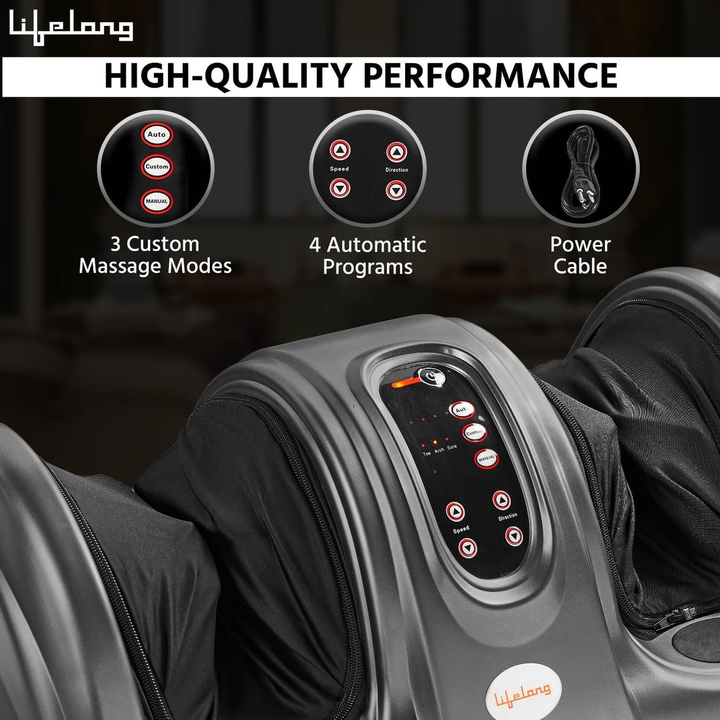 Lifelong Foot Massager Machine For Pain Relief With Kneading Function - Also Used As Leg Calf Massager