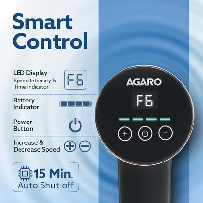 AGARO Galaxy Gun Massager 4000mah, 4 Heads, 6 Speed, Rechargeable, Handheld