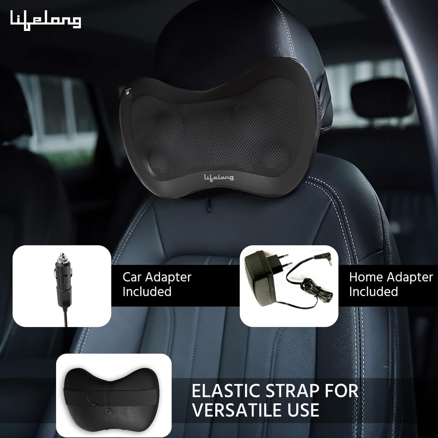 Lifelong Cushion Massager and Body Massager with Heat and Strong 8 Deep Kneading nodes