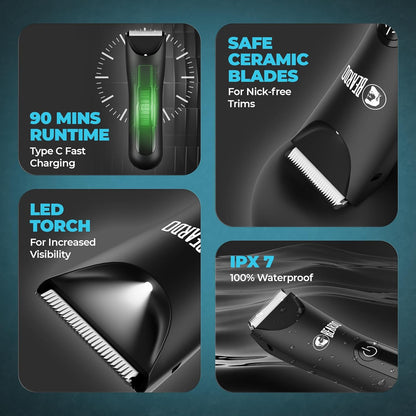 Beardo Ball Safe Pro Trimmer | Intimate Trimmer for Men | IPX7 Waterproof | Safe Ceramic Blades | 90 Min Runtime