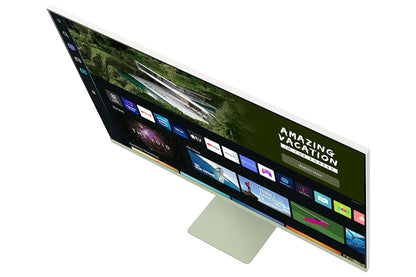 Samsung 32-inch(80cm) M8 4K UHD Smart Monitor, Wireless Webcam, Type-C, Smart TV apps, TV Plus, Office 365, Dex, Apple Airplay, BT, IOT, Remote (LS32BM80GUWXXL, Green)