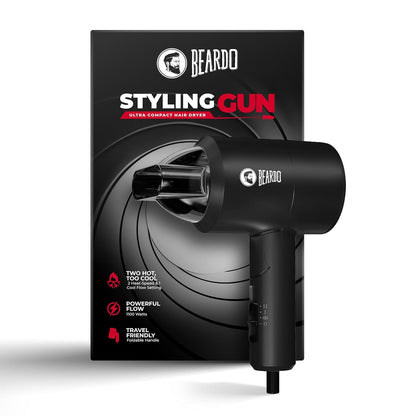 BEARDO Styling Gun Ultra Compact Hair Dryer | 1100 Watts Foldable Hair Dryer | 3 Heat 2 Speed Setting | Travel Friendly