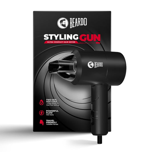 BEARDO Styling Gun Ultra Compact Hair Dryer | 1100 Watts Foldable Hair Dryer | 3 Heat 2 Speed Setting | Travel Friendly