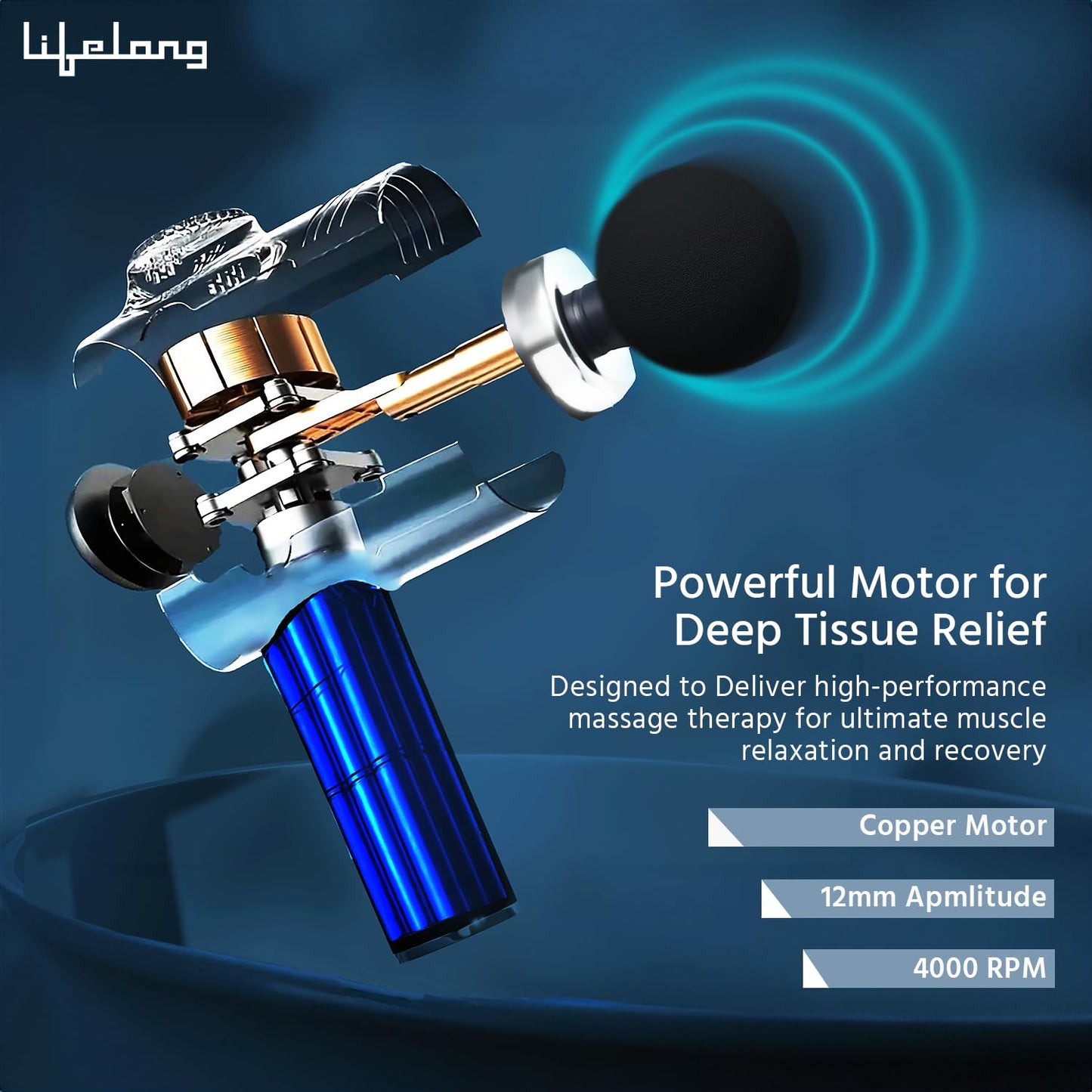 Lifelong LLGM189 Gun Massager with 5 Massage Heads, 3 Modes