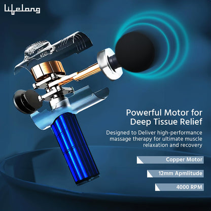 Lifelong LLGM189 Gun Massager with 5 Massage Heads, 3 Modes