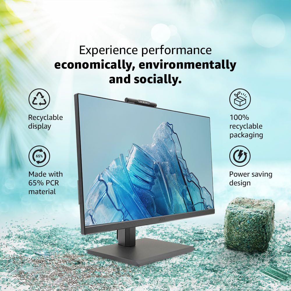 acer B227Q D 21.5 Inch IPS Full HD Backlit LED LCD Monitor I Adjustable Webcam, MIC Support