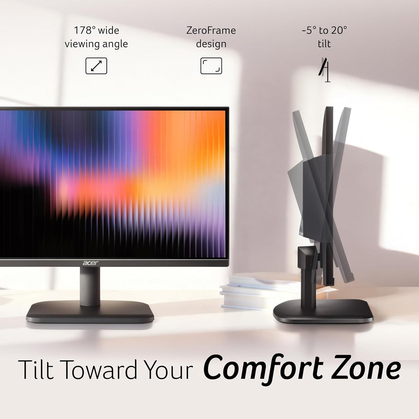 acer EK220Q J0 21.5 Inch Full HD VA Panel Monitor | 120Hz Refresh | Black