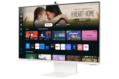 Samsung 32" (80cm) M8 4K Smart Monitor with Slim Fit Camera|UHD 3840x2160|Type-C 65W|4K AI Upscaling|OTT Apps|Office 365|Solar Remote|Wi-Fi|Bluetooth|HAS Pivot Stand|LS32DM801UWXXL|White