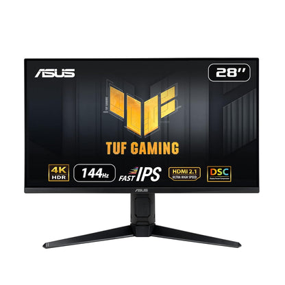 ASUS Tuf Gaming Vg28Uql1A, 28 Inch (71.12 Cm) 4K Hdmi 2.1 Gaming Led Monitor 28 Inch Uhd 4K 3840 X 2160 Pixels, Fast IPS, 144Hz, Hdmi 2.1, Dsc, Free-Sync Premium, G-Sync