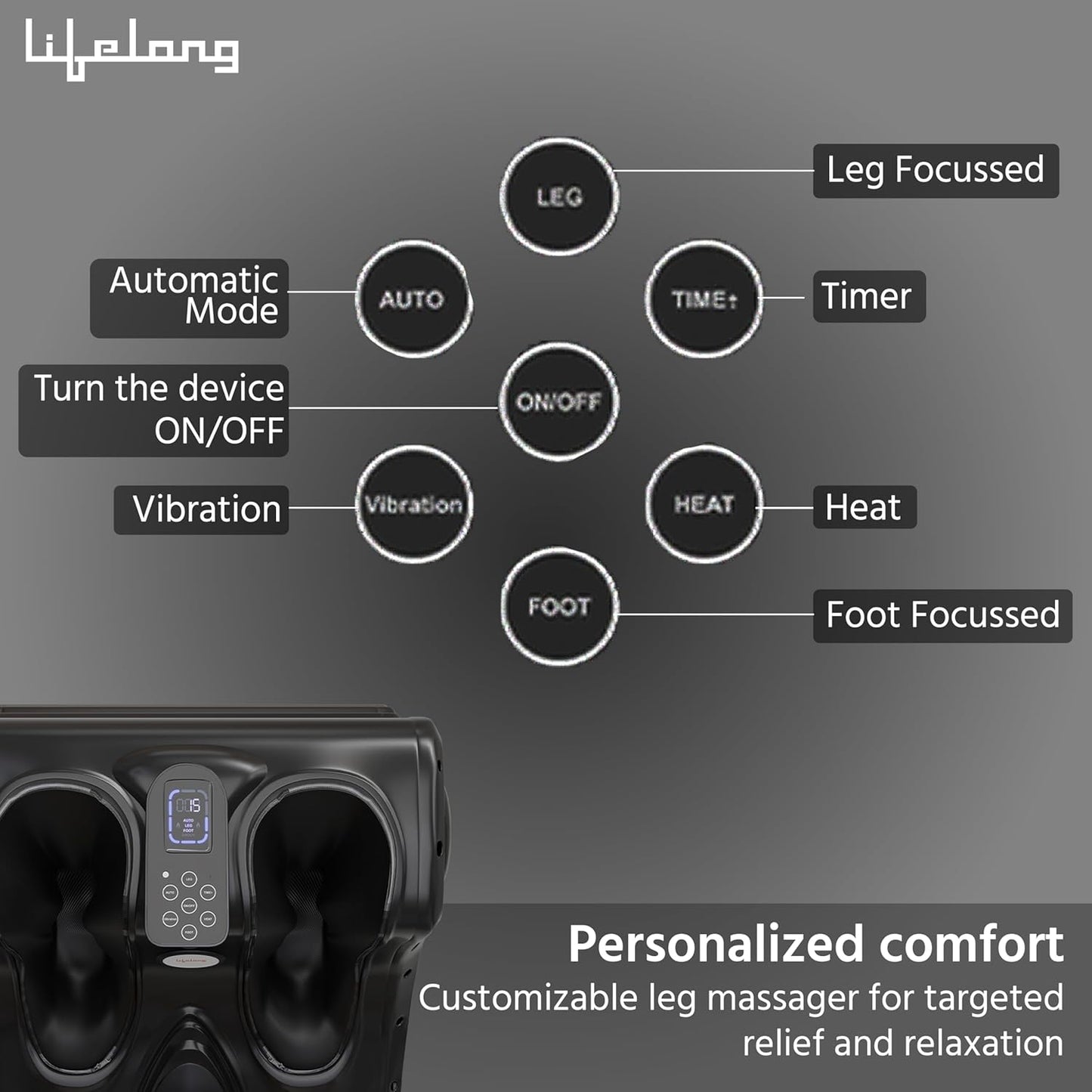 Lifelong Foot Massager Machine for Pain Relief | Electric Foot Massager with Digital Display