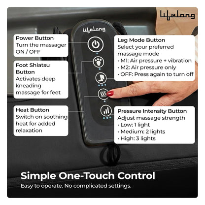 Lifelong 2 in 1 Foot & Leg Massager Machine & Foldable Ottoman Rest for Home