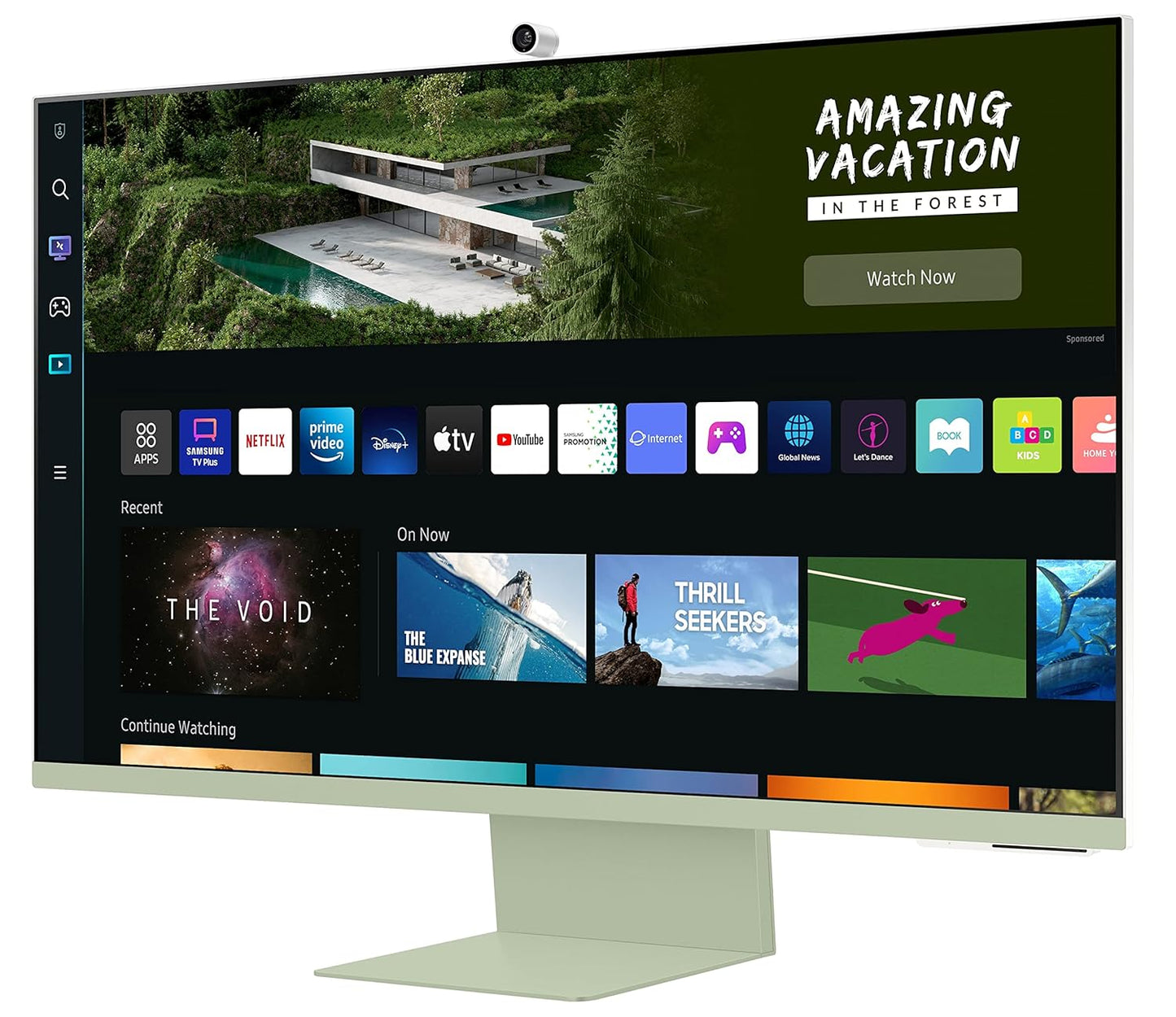 Samsung 32-inch(80cm) M8 4K UHD Smart Monitor, Wireless Webcam, Type-C, Smart TV apps, TV Plus, Office 365, Dex, Apple Airplay, BT, IOT, Remote (LS32BM80GUWXXL, Green)