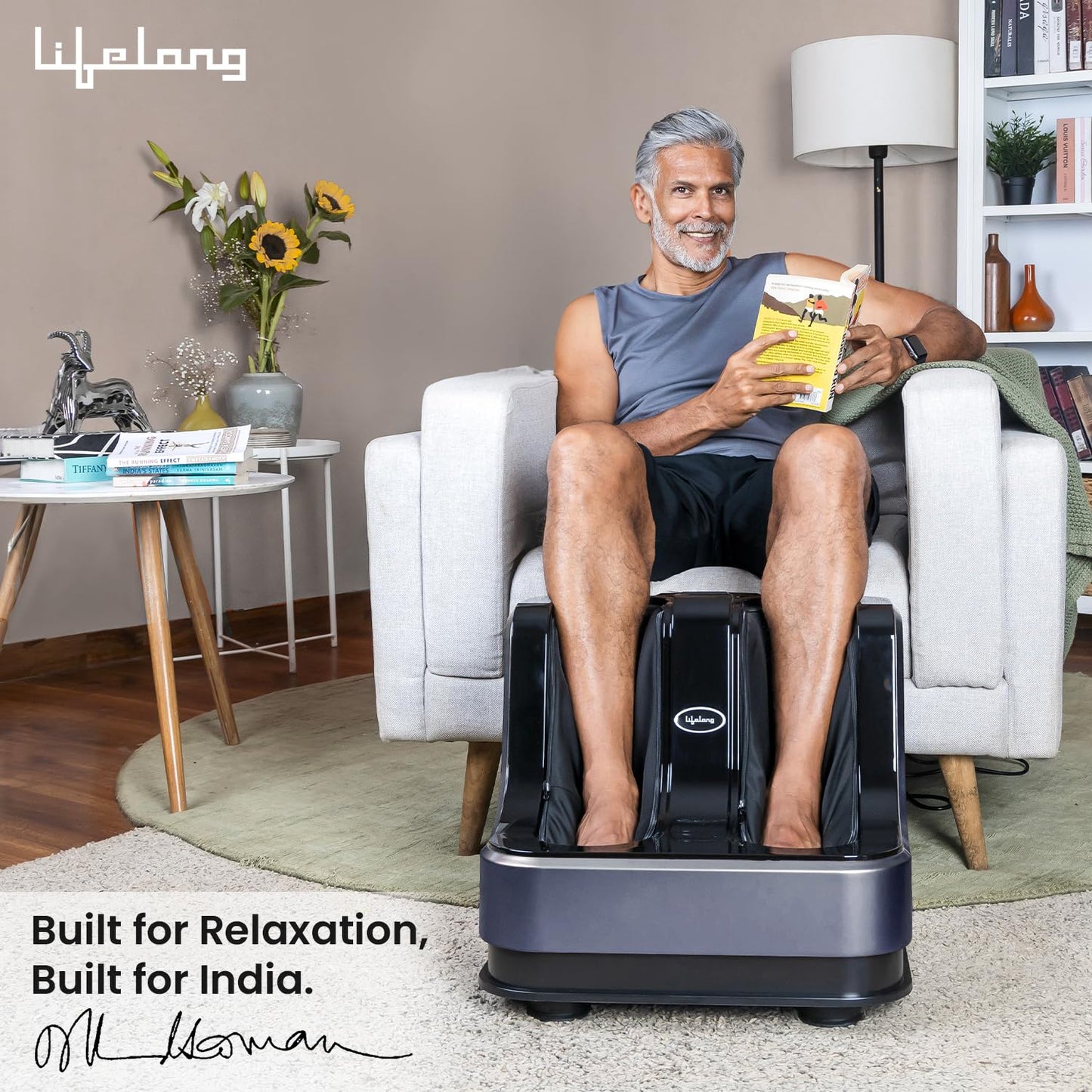 Lifelong Calf, Foot and Leg Massager Machine for Home - Pain Relief Massage for Legs