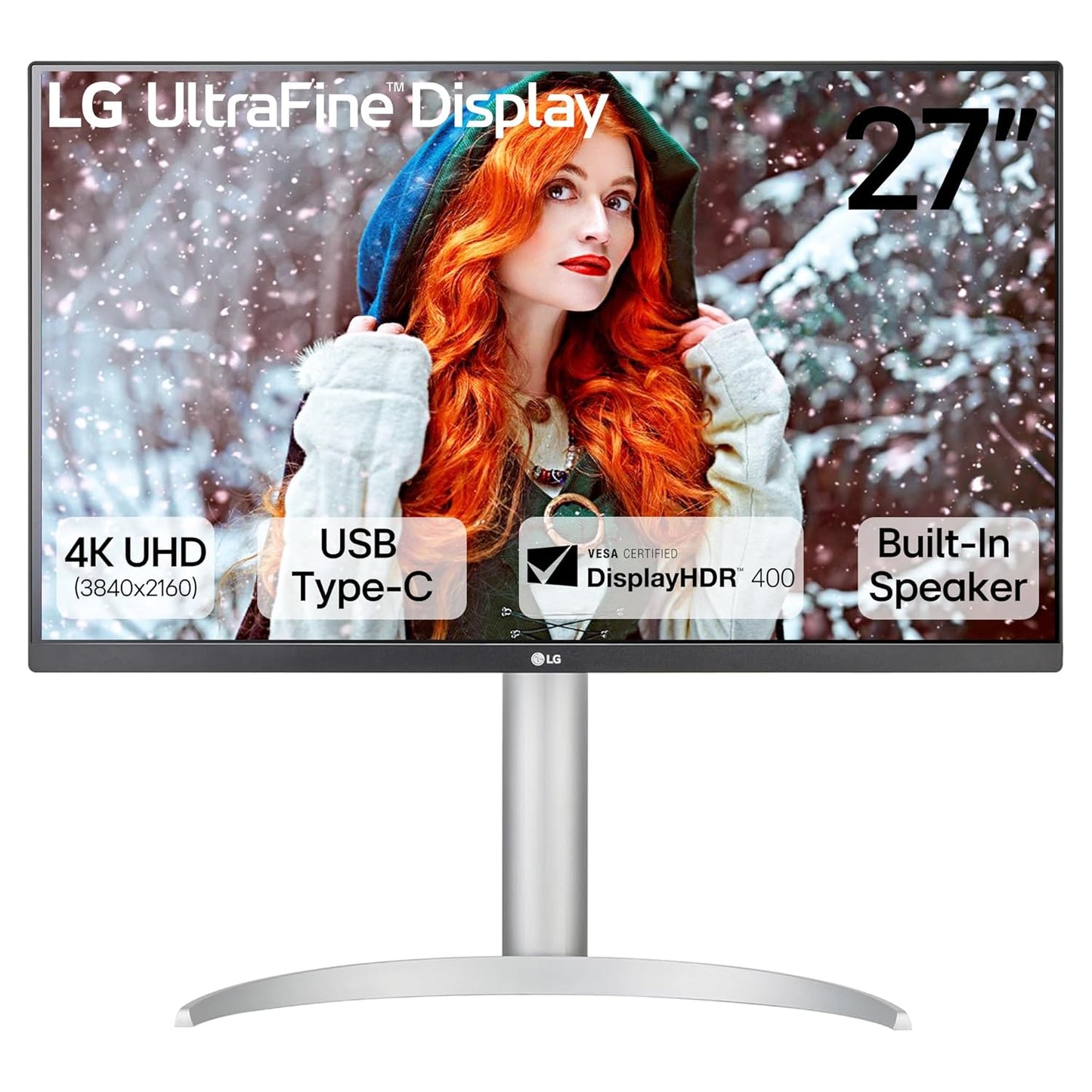 LG 27UP850K 68.58 cm (27 Inch) 4K UHD IPS Display (3840x2160), VESA DisplayHDR 400, 95% DCI-P3, USB Type-C,HDMI, MaxxAudio, Integrated Mac Controls, HAS Stand - White