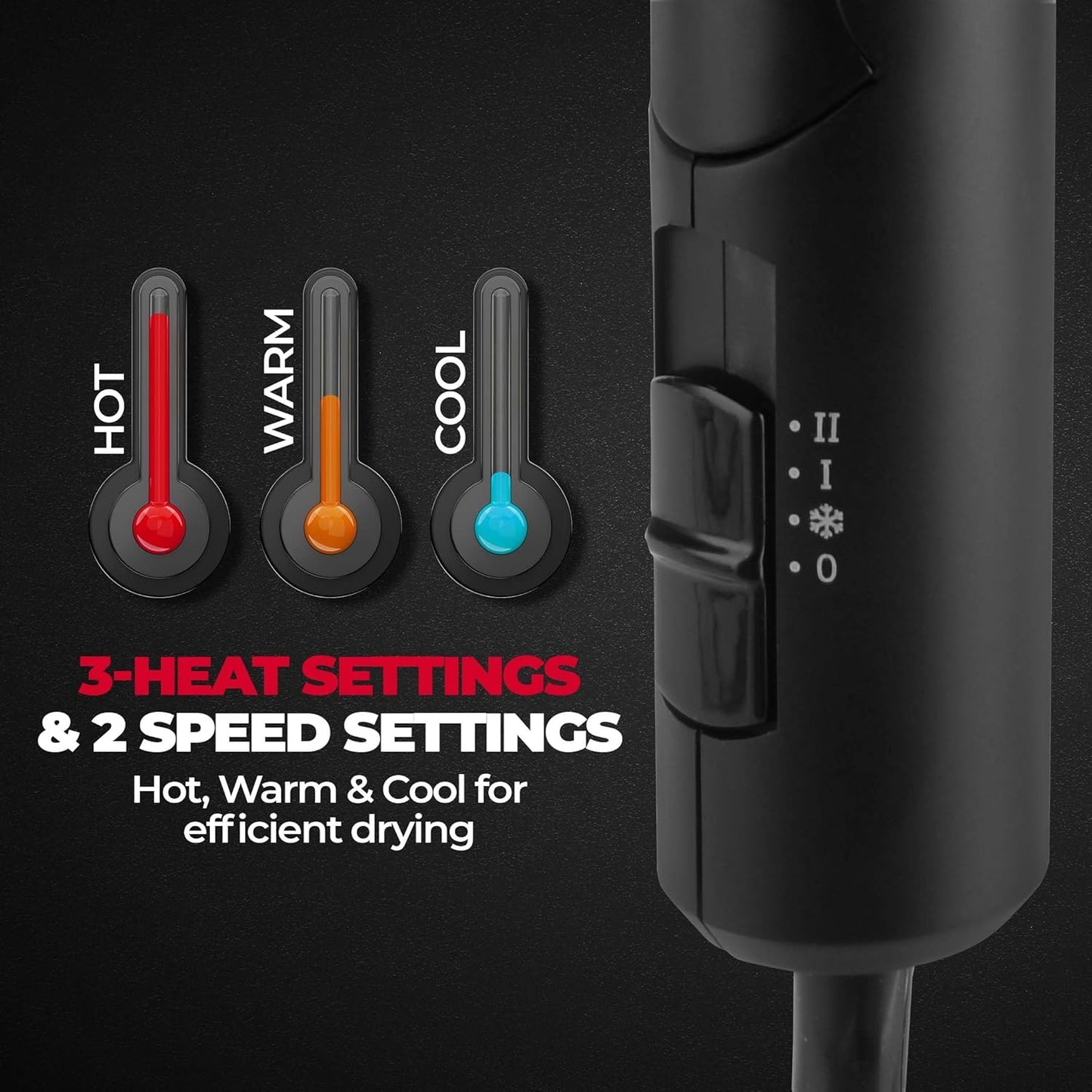 BEARDO Styling Gun Ultra Compact Hair Dryer | 1100 Watts Foldable Hair Dryer | 3 Heat 2 Speed Setting | Travel Friendly