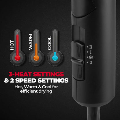 BEARDO Styling Gun Ultra Compact Hair Dryer | 1100 Watts Foldable Hair Dryer | 3 Heat 2 Speed Setting | Travel Friendly