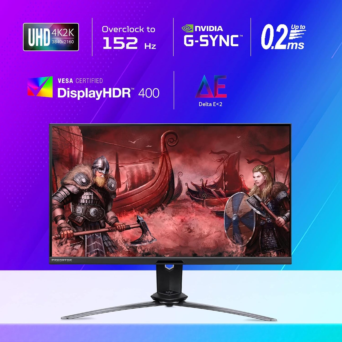 acer Predator X28 28 Inch (71.12 Cm) UHD 3840 X 2160 Pixels 0.2 Ms 152Hz (Overclock) Nvidia G-Sync Gaming LCD Monitor with LED Back Light I Vesa Display HDR 400 I IPS Agile Splender Display I (Black)