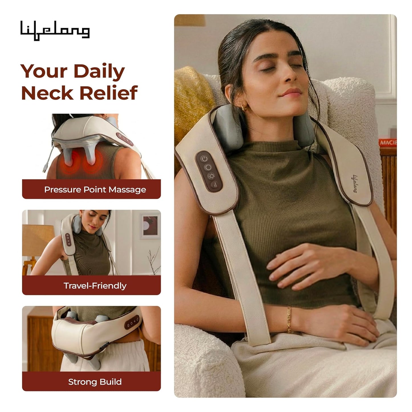 Lifelong Manual Dual Pressure Cervical Neck Shoulder Legs Waist Muscles Pain Relief