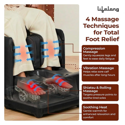 Lifelong 2 in 1 Foot & Leg Massager Machine & Foldable Ottoman Rest for Home