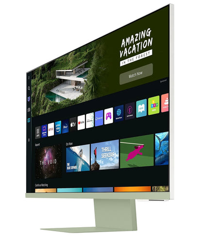 Samsung 32-inch(80cm) M8 4K UHD Smart Monitor, Wireless Webcam, Type-C, Smart TV apps, TV Plus, Office 365, Dex, Apple Airplay, BT, IOT, Remote (LS32BM80GUWXXL, Green)