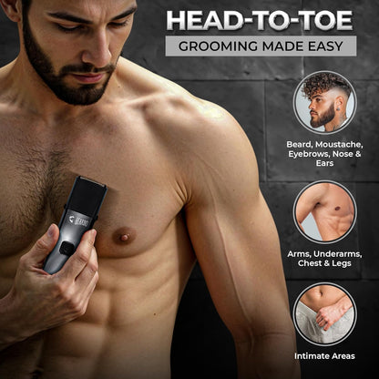 Beardo Chrome Beast Multipurpose Full Body Groomer Trimmer Set For Men | 40 Length Settings | 8 attachments |90 min. run time | All-in-1 trimmer