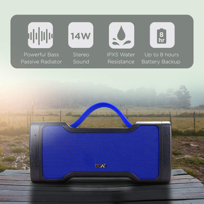 Boat Stone 1000 14W Bluetooth Speaker with 8 Hours Playback, Bluetooth v5.0, IPX5 Water Resistance(Blue)