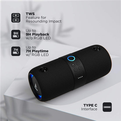 Boat Stone 1208 Bluetooth Speaker with Upto 9 Hours Playback, RGB LEDs