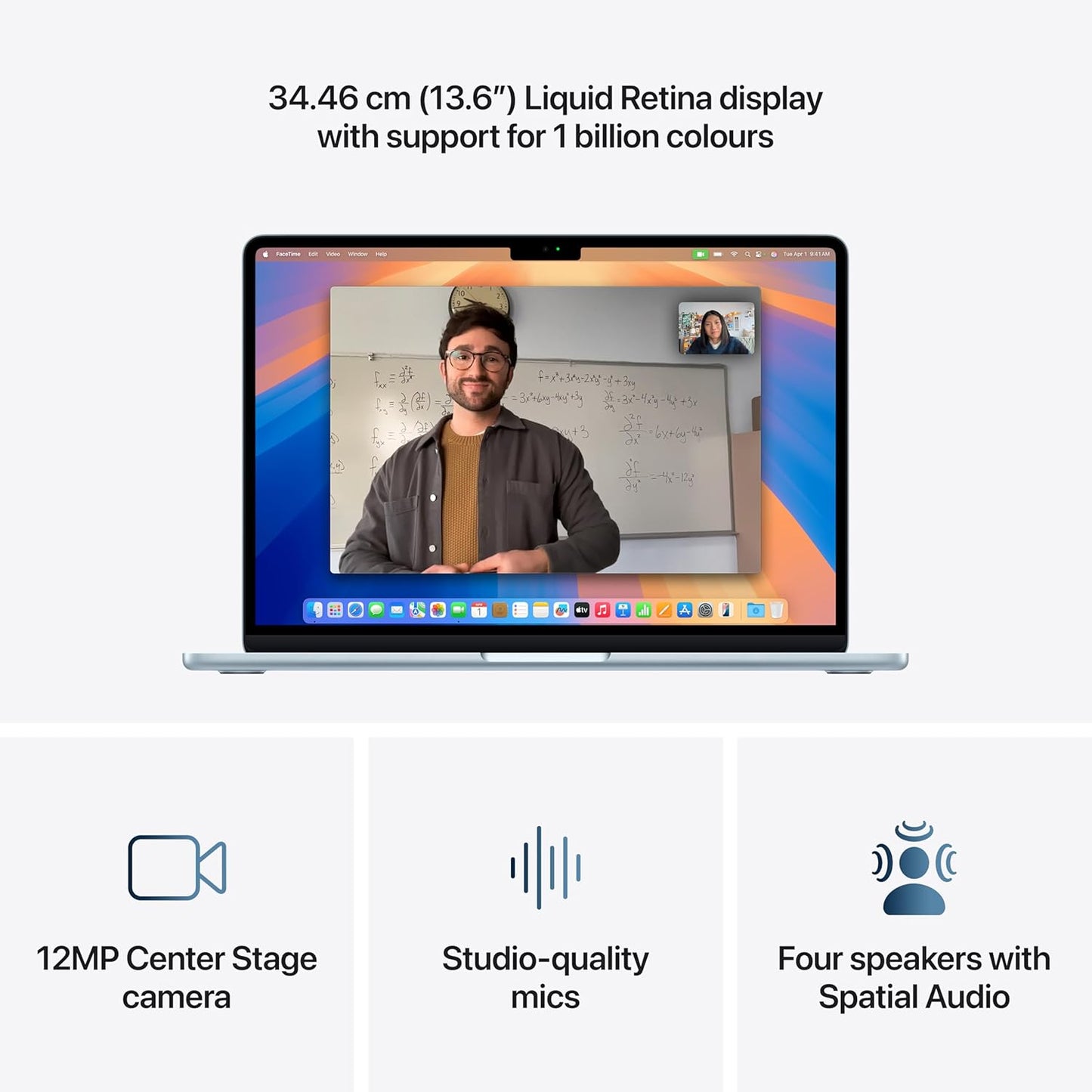 Apple 2025 MacBook Air (13-inch, Apple M4 chip with 10-core CPU and 10-core GPU, 16GB Unified Memory, 512GB) - Sky Blue