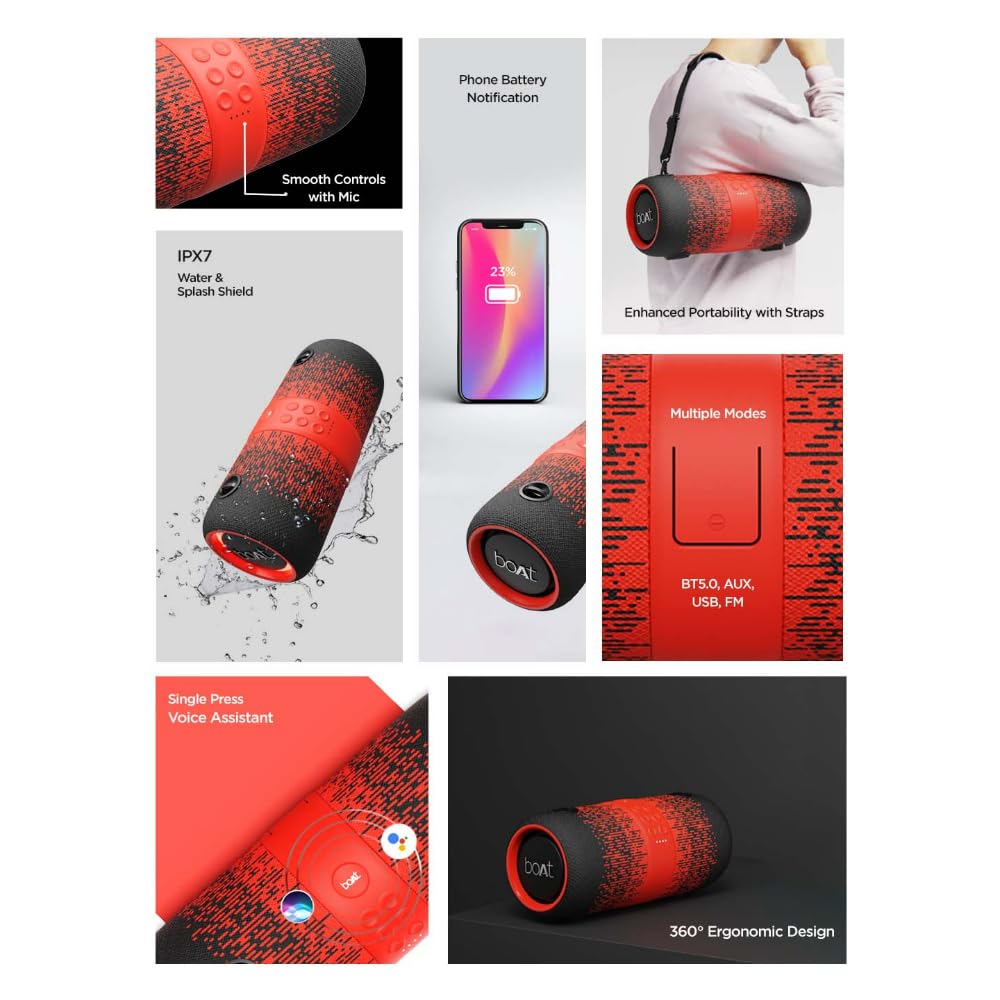 boAt Stone 1200F 14W Bluetooth Speaker with Upto 9 Hours Battery, RGB LEDs