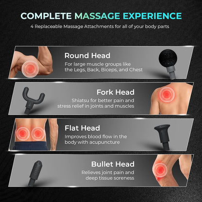 beatXP Bolt Deep Tissue Massage Gun | Percussion Muscle Massager for Full Body Pain Relief
